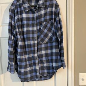 Aerie Blue and Black Plaid Shirt